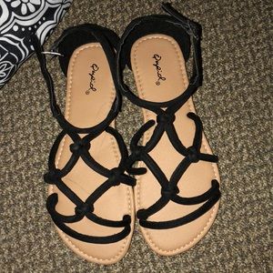 black sandals